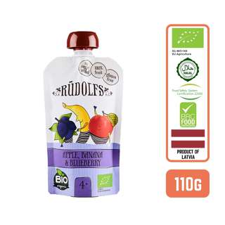 Rudolfs Organic Apple Banana And Blueberry Puree