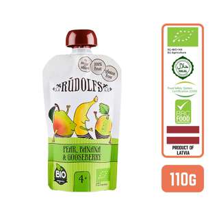 Rudolfs Organic Pear Banana & Gooseberry Puree