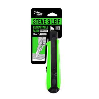 Steve & Leif Neon Green 18MM Penknife With Black Blade