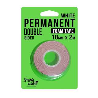 Steve & Leif White Permanent Double Sided Foam Tape (18mmx2m)