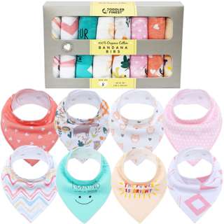 ToddlerFinest 8-Pack Baby Bandana Drool Bibs - Cotton (Girl)