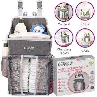 ToddlerFinest Baby Hanging Crib Organizer Diaper Storage (M)