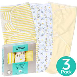 ToddlerFinest 3-Pack Baby Cotton Swaddle Blanket Wrap (Ylw)