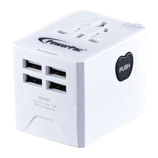 PowerPac Multi Travel Adapter With 4 USB Charger - PP7981