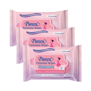 Pureen Flushable Wipes 3X10's - Feminine