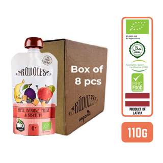 Rudolfs Organic Apple, Banana, Prune & Biscuits x8