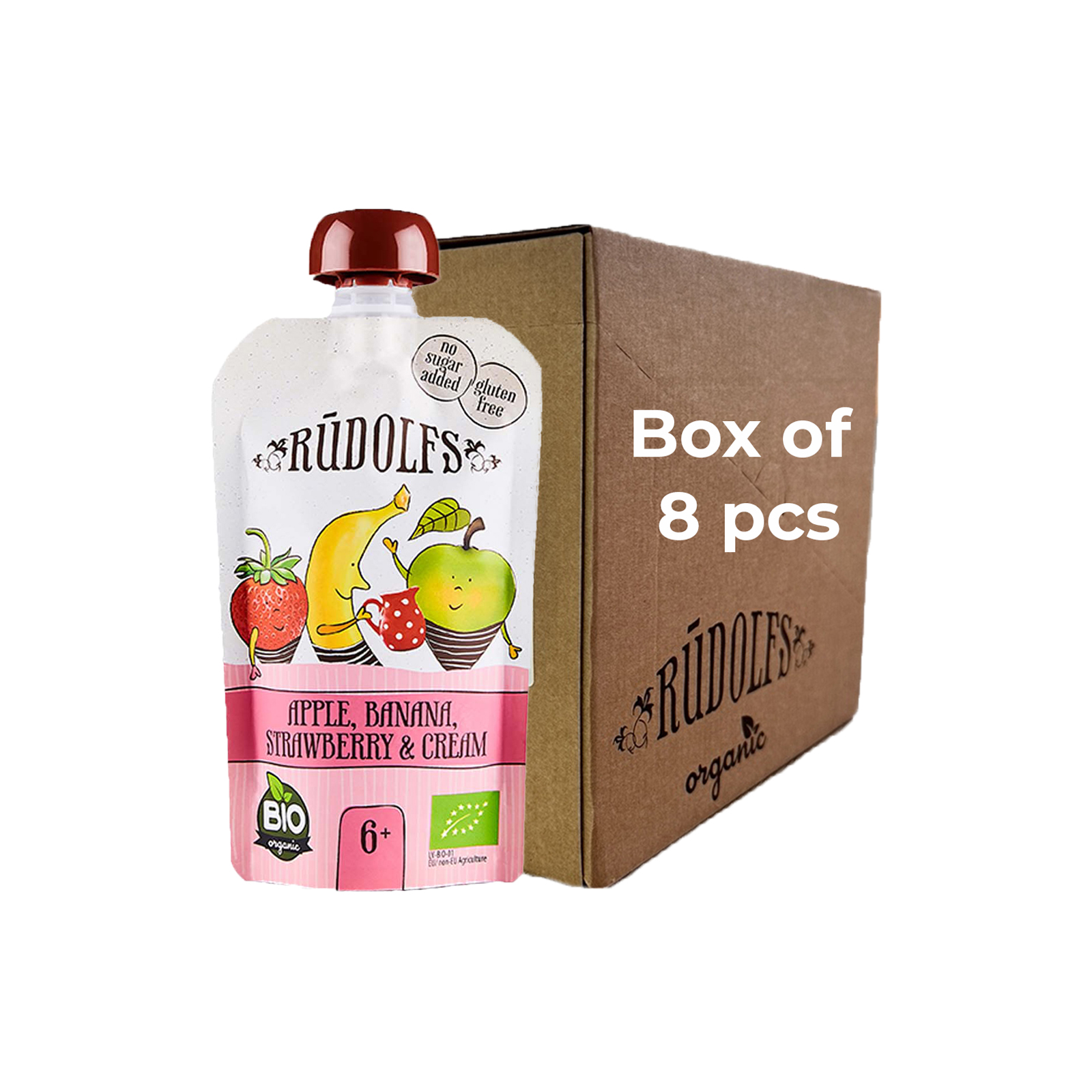 Rudolfs Organic Apple, Banana, Strawberry and Cream Puree NTUC