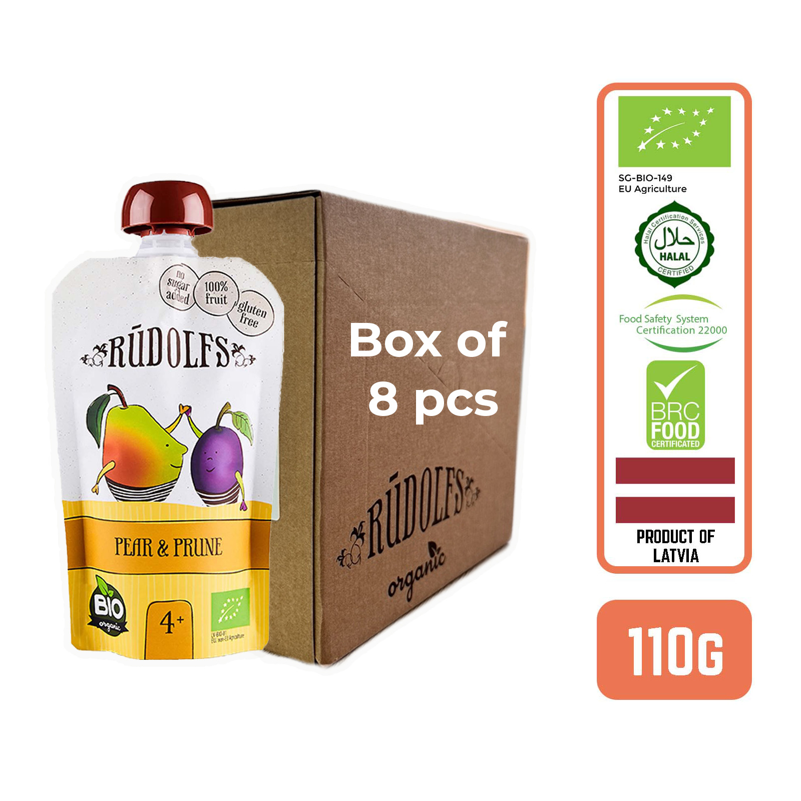 Rudolfs Organic Pear, Banana Gooseberry x8 NTUC FairPrice - Main Image