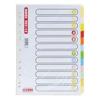 Alfax 907-12 Paper Divider A4 - 12 colour index