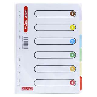 Alfax 907-6 Paper Divider A4 - 6 colour index