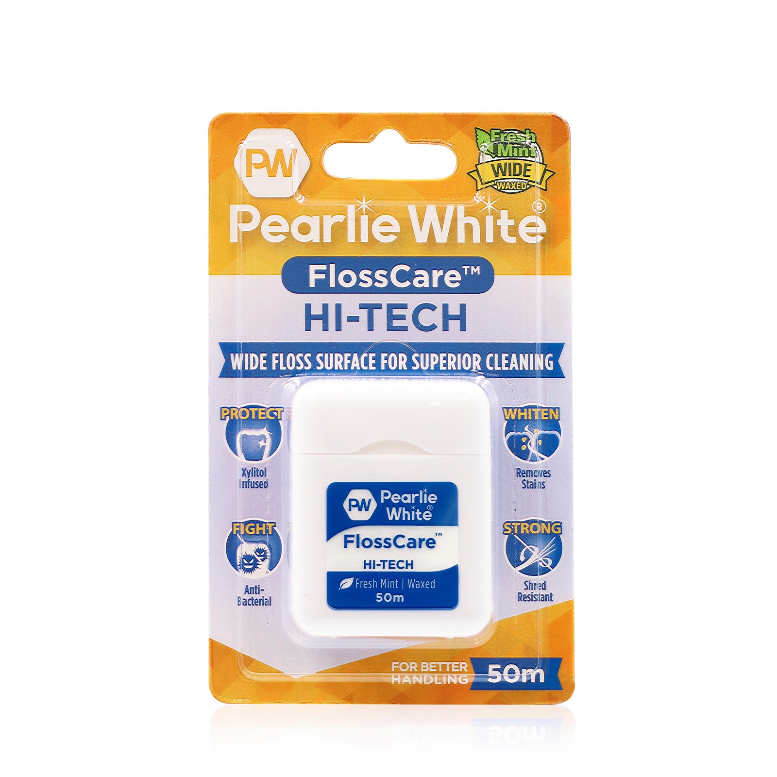 Pearlie White FlossCare Hi-Tech Waxed Mint Floss | NTUC FairPrice