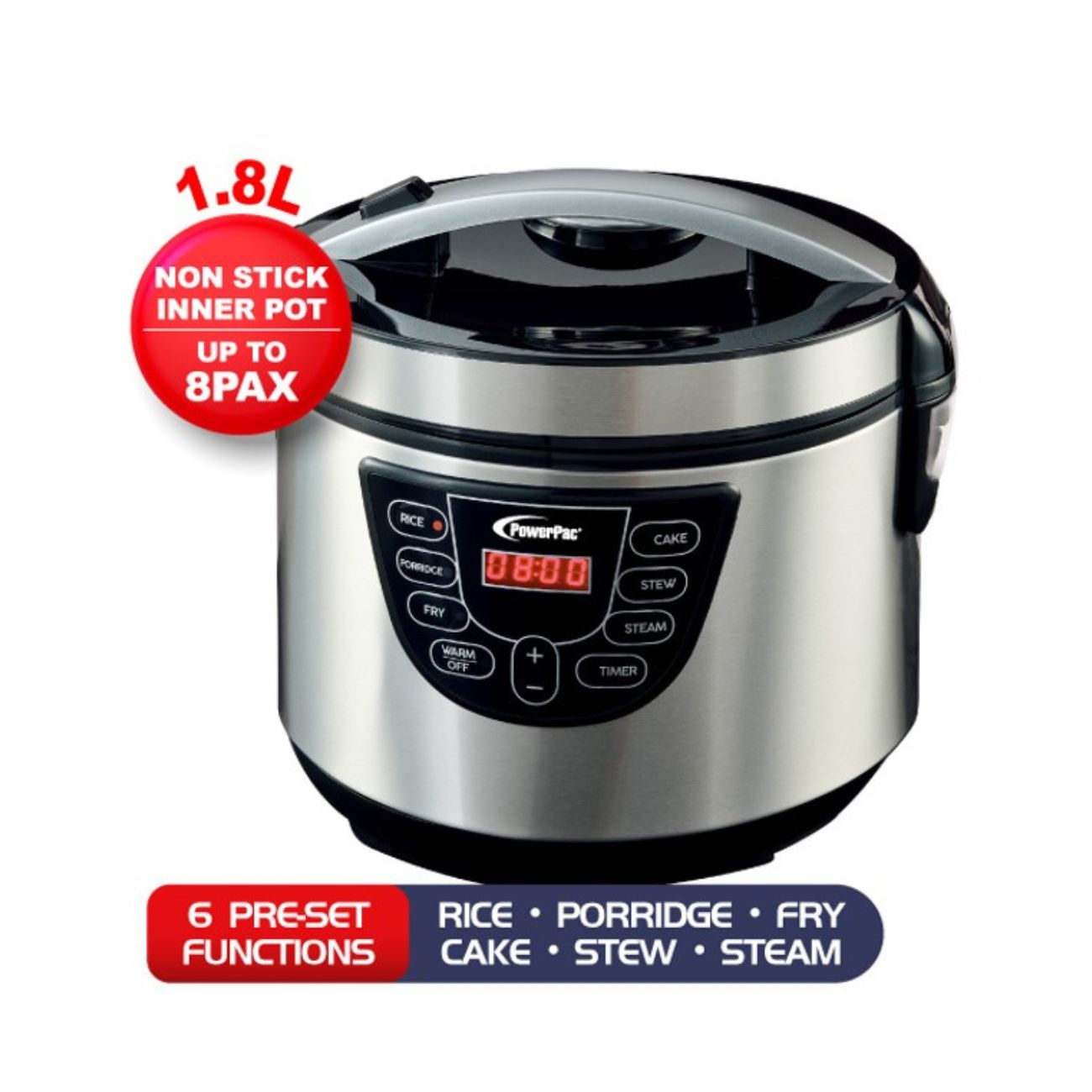 PowerPac 1.8L Digital Rice Cooker (PPRC38)