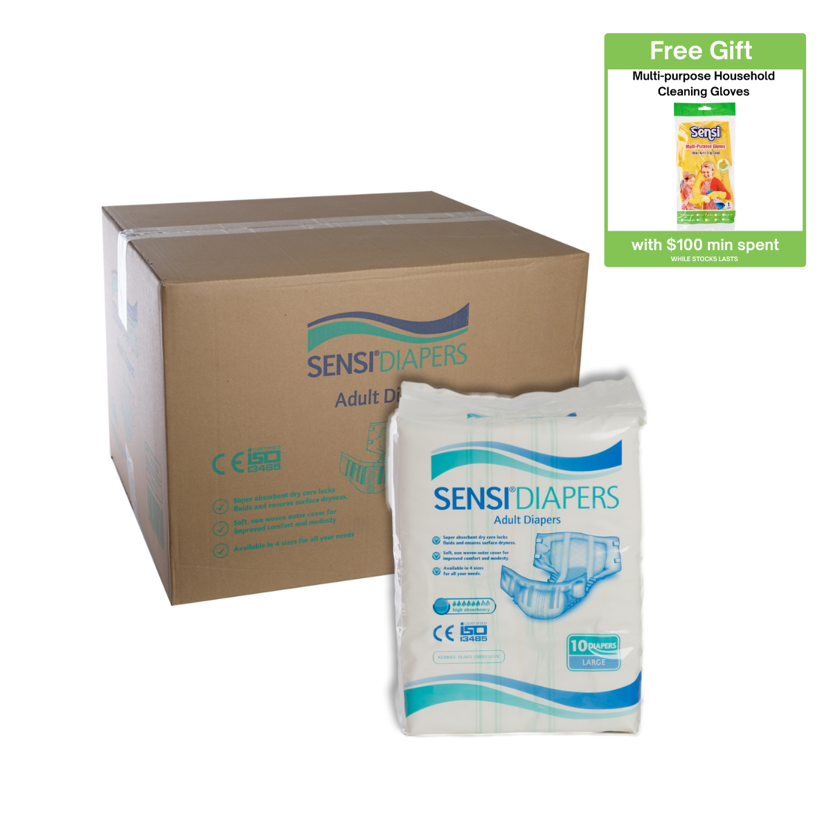 SENSI Adult Diapers Carton - L