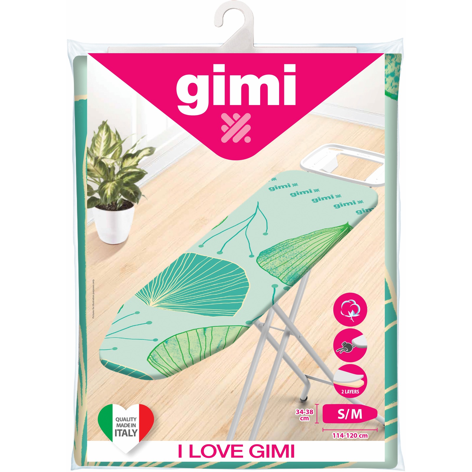 GIMI Iron Board Cover I Love GiMi (S/M) Leaves NTUC FairPrice