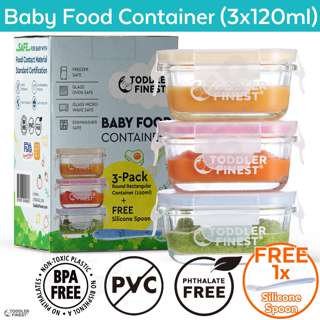 ToddlerFinest Baby Food Storage Glass Container Spoon 120ml ToddlerFinest Baby Food Storage Glass Container Spoon 120ml