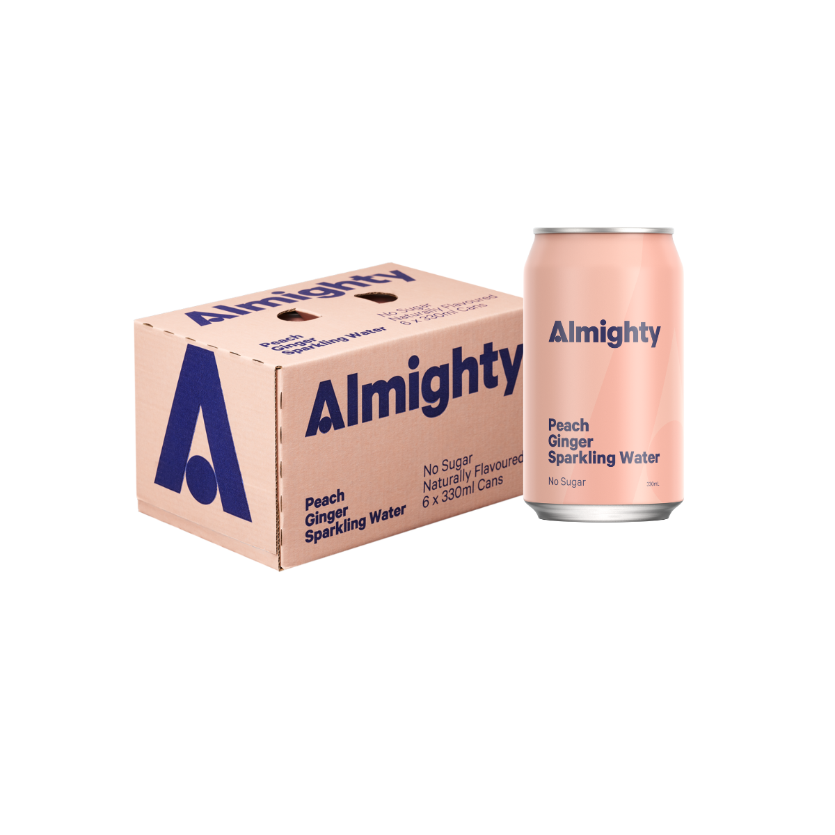 Drink Almighty Sparkling Water - Peach and Ginger 330ML X 6