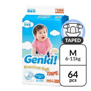 Nepia Genki! Premium Soft Tape M - (6-11kg) 64 pc
