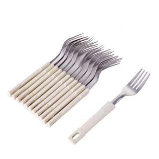 Poo Lee Stainless Steel Dessert Fork (Stone Beige) 12Pcs