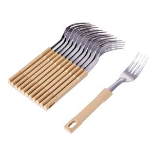 Poo Lee Stainless Steel Dessert Fork (Beige) 12Pcs