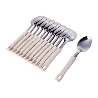 Poo Lee Stainless Steel Dessert Spoon (Stone Beige) 12Pcs