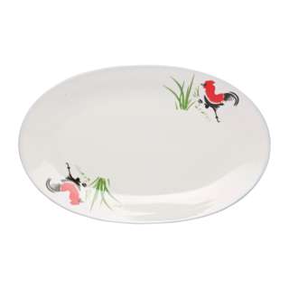 Ciya Rooster 12" Porcelain Oval Dish