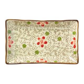 Ciya Red Blossom 9 Inch Porcelain Rectangular Dish