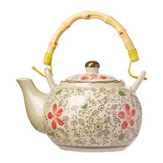 Ciya Red Blossom 25 Oz Porcelain Carrier TeaPot W S/S Straine