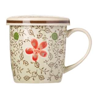 Ciya Red Blossom 10Oz Porcelain Mug With Cover