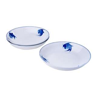 Ciya Blue Carp 9 Inch Porcelain Coup Dish