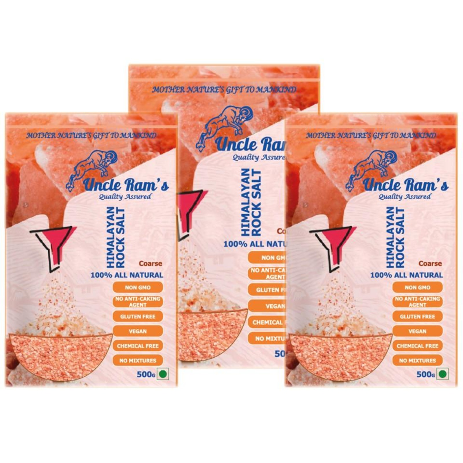 Uncle Ram's Himalayan Pink Salt Coarse (3Pouch Bundle) NTUC FairPrice