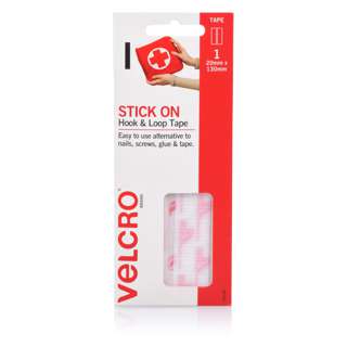 Velcro Stick-On Hook & Loop Strips 20mm x 130mm White Velcro Stick-On Hook & Loop Strips 20mm x 130mm White