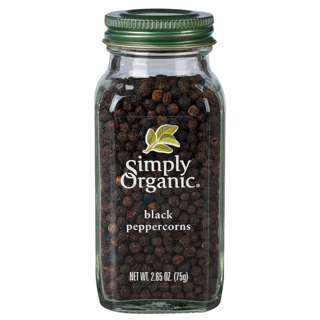 Simply Organic Whole Black Peppercorns, 75g