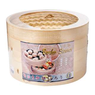 Dolphin Collection Bamboo Steamer 2-Tier With Cover 27cm