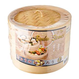 Dolphin Collection Bamboo Steamer 2-Tier With Cover 21cm