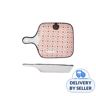 Table Matters Crisscross Red - 6 Inch Square Plate With Handl