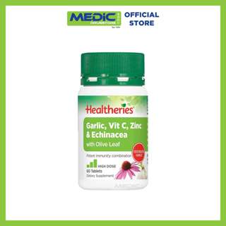 Healtheries Garlic, Vitamin C, Zinc & Echinacea w Olive Leaf