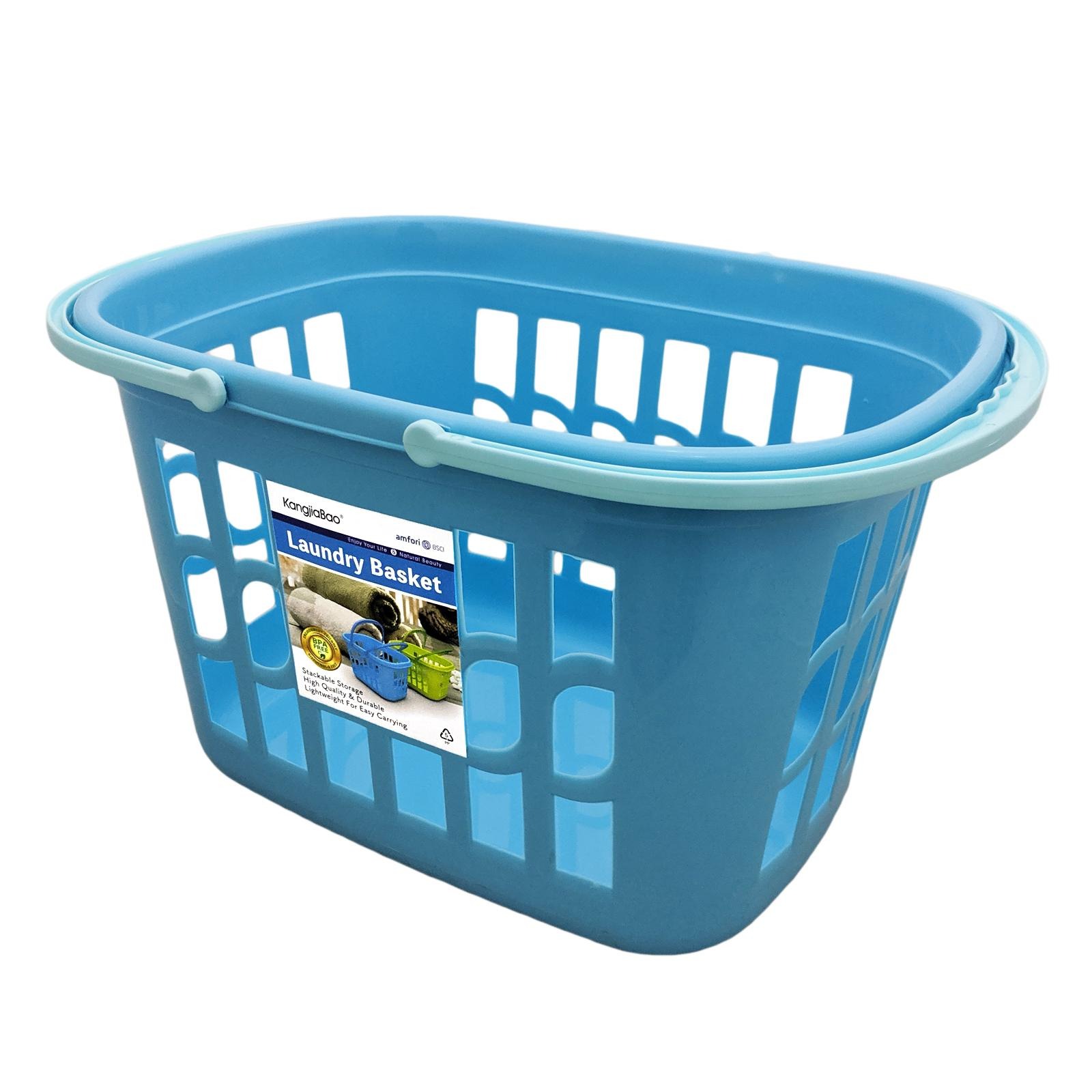 KJB Plastic Laundry Basket 46x33x27.5cm (Blue) | NTUC FairPrice