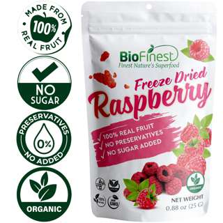 Biofinest Freeze-Dried Raspberry Snack Organic Fruit No Sugar Biofinest Freeze-Dried Raspberry Snack Organic Fruit No Sugar