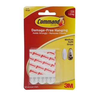 3M 17021P Medium Refill Strips, 12/Pack (Holds Up to 1.3kg)