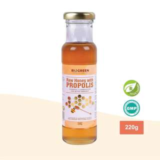 Biogreen BIOGREEN Raw Honey with Propolis 220g - Antibacteria