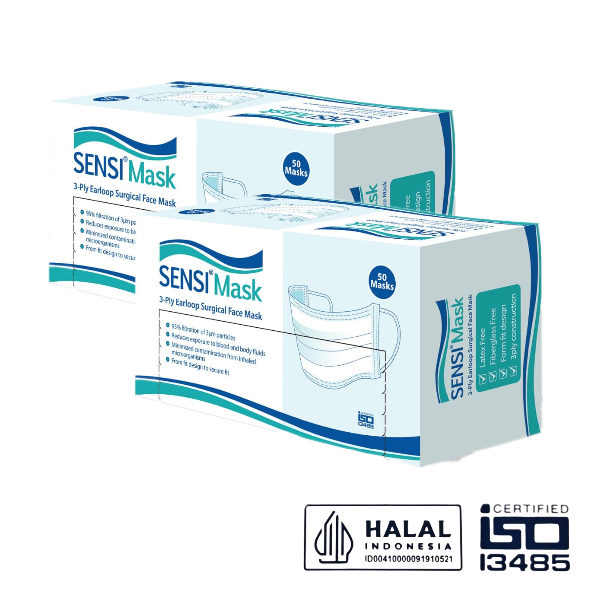 SENSI 3ply Earloop Surgical Face Mask (White)