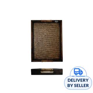 Table Matters 9 Inch Wood Rattan Serving Tray