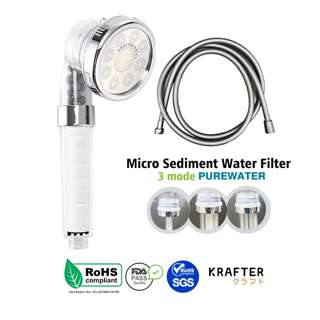 Krafter High Pressure Filter Showerhead with 1.5m Hose -Silve