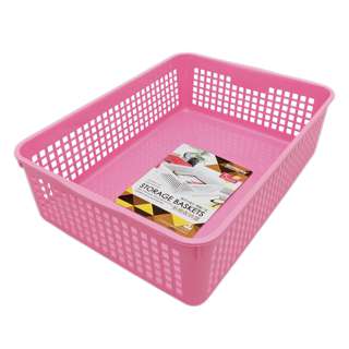 Sitbo Medium Rectangular Multipurpose Storage Basket (Pink)