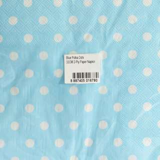 Partyforte 2-Ply Blue Polka Dot Paper Napkins 33x33Cm