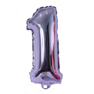 Partyforte Number Balloon - 1 Silver (16 Inch)