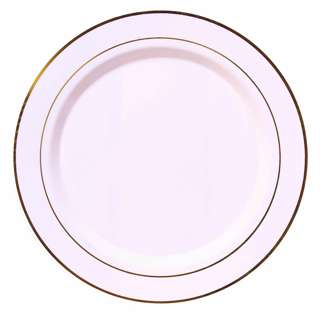 Partyforte Premium Disposable Plastic Plate 10"-Gold Trim 10S Partyforte Premium Disposable Plastic Plate 10"-Gold Trim 10S