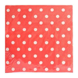 Partyforte 2-Ply Red Polka Dot Paper Napkins 33x33Cm