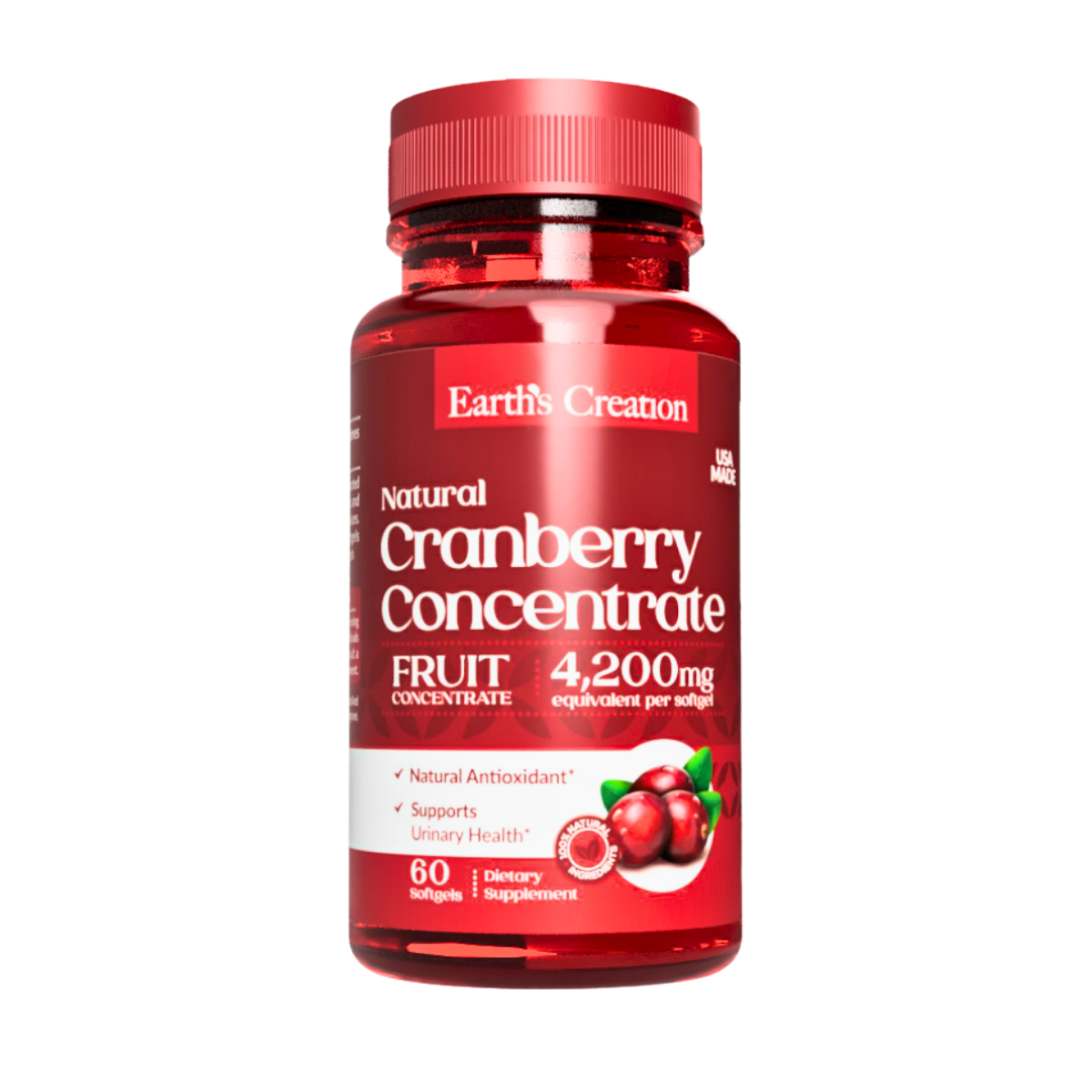 Earth's Creation Natural Cranberry Fruit Concentrate 4200mg Earth's Creation Natural Cranberry Fruit Concentrate 4200mg