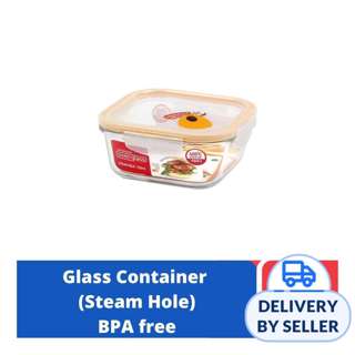 LOCK&LOCK Glass Food Container with Steam Hole Square 750ml